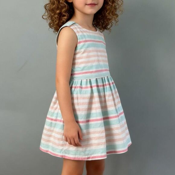 Girls Spring Stripes Sleeveless Summer Cotton Dress by Cherokee sz 5T - Picture 1 of 8